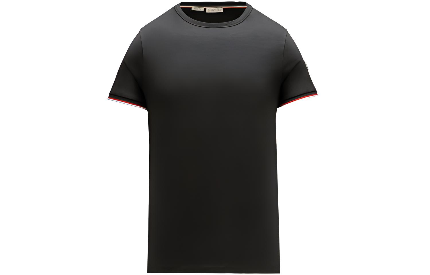 Moncler FW22  Black Crewneck T-Shirt with Striped Detailing. H10918C7160087296999