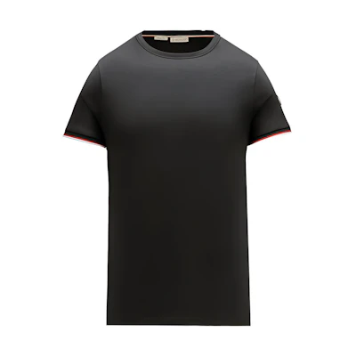 Moncler FW22 Black Crewneck T-Shirt with Striped Detailing. H10918C7160087296999