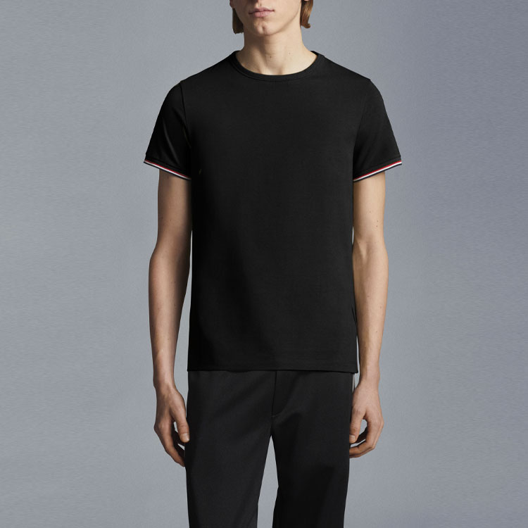 Moncler FW22  Black Crewneck T-Shirt with Striped Detailing. H10918C7160087296999 圖 3