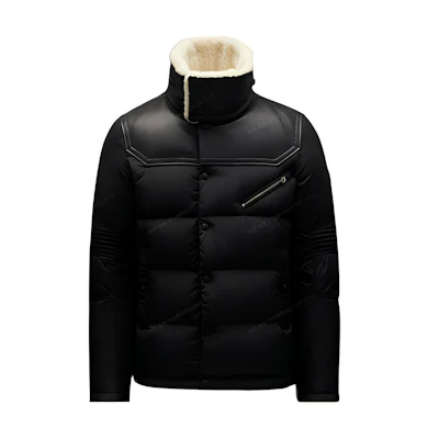 Moncler FW22 Black Down Jacket with Solid Color and Stand Collar. H20911A0026254155999