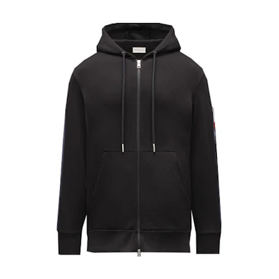 Moncler FW22 Black Hoodie Jacket with Sleeve Stripe Detail. H10918G00037809KR999