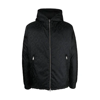 Moncler FW22 Black Logo Print Zip-Up Down Jacket. H20911A00165595HN999