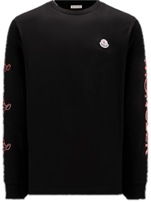 モンクレール FW22 ロゴレタープリント付きブラック長袖Tシャツ H20918D000088390T999 Order モンクレール FW22 ロゴレタープリント付きブラック長袖Tシャツ H20918D000088390T999