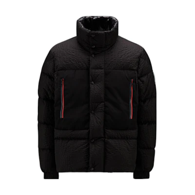 Moncler FW22 Black Puffer Jacket with Zipper Details and Stand Collar. H20921A00033M2143999
