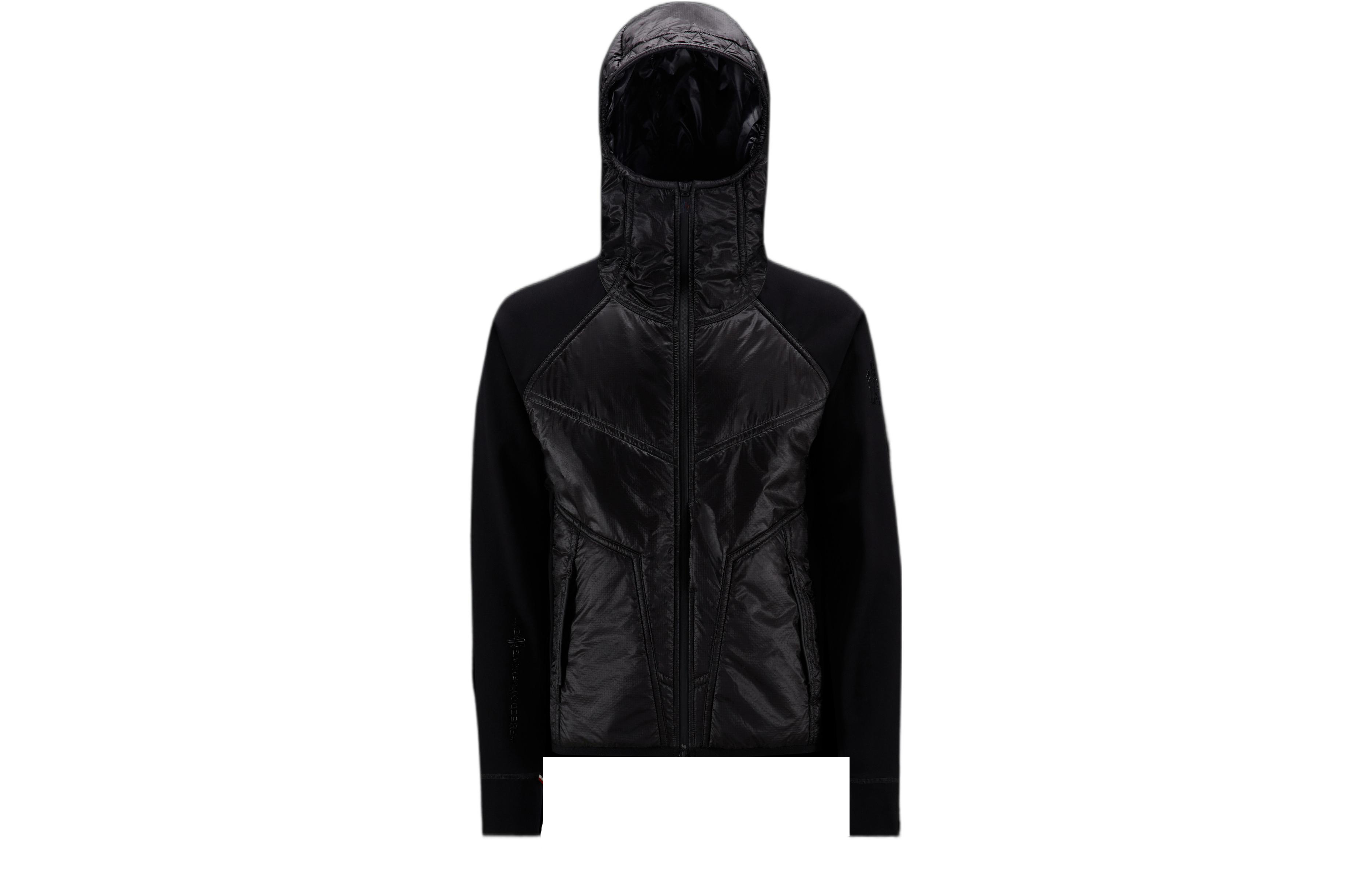 Order Moncler FW22  Black Solid Color Patchwork Hooded Jacket. H20978G00003829H7999