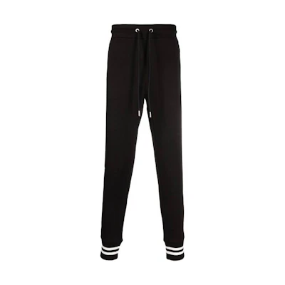 Moncler FW22 Black Solid Striped Drawstring Jogger Pants. 8H00020809KR999