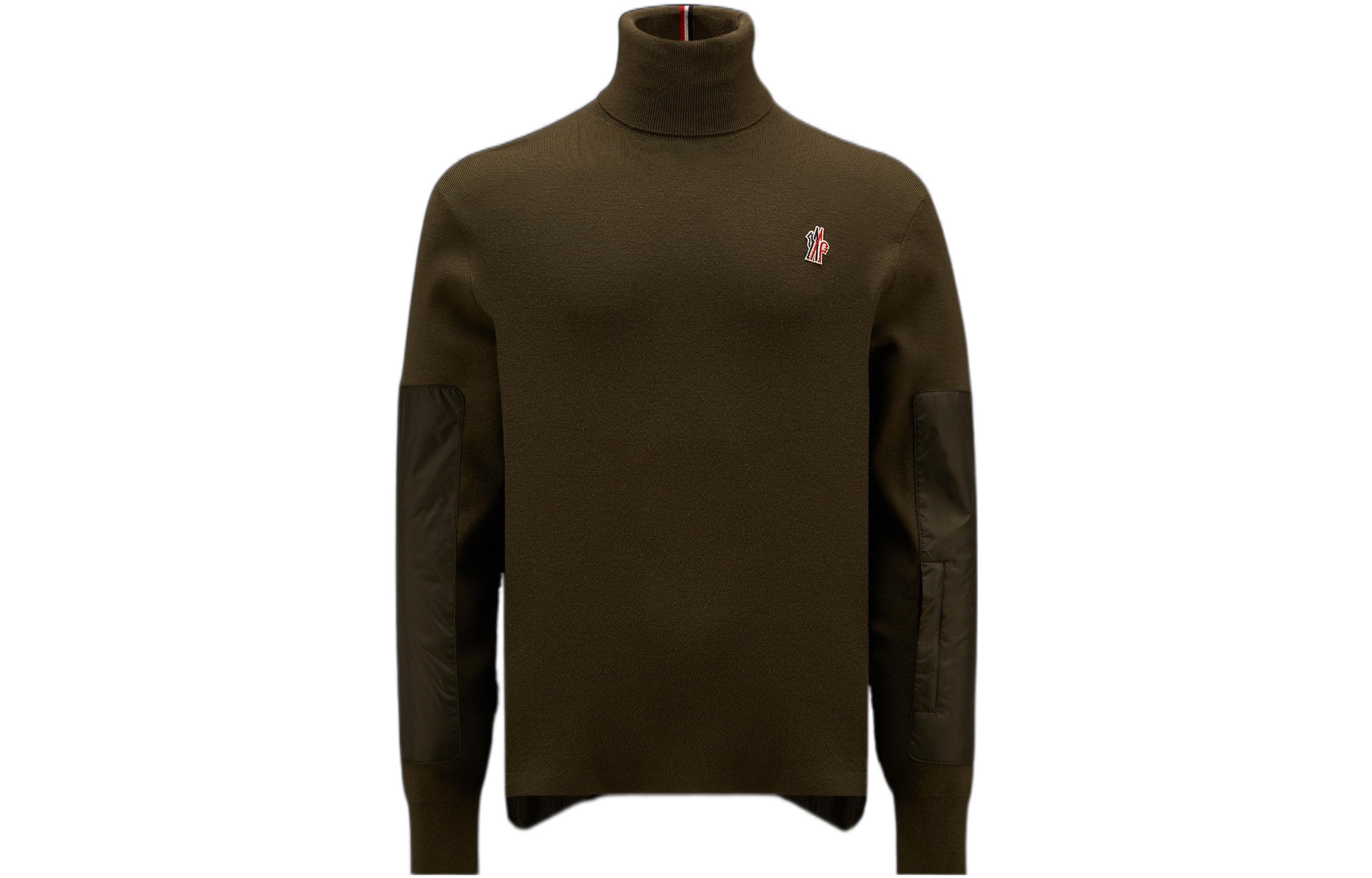 Order モンクレール FW22 カラーブロックロゴ ニットタートルネックセーター グリーン H20979F00001M1122885