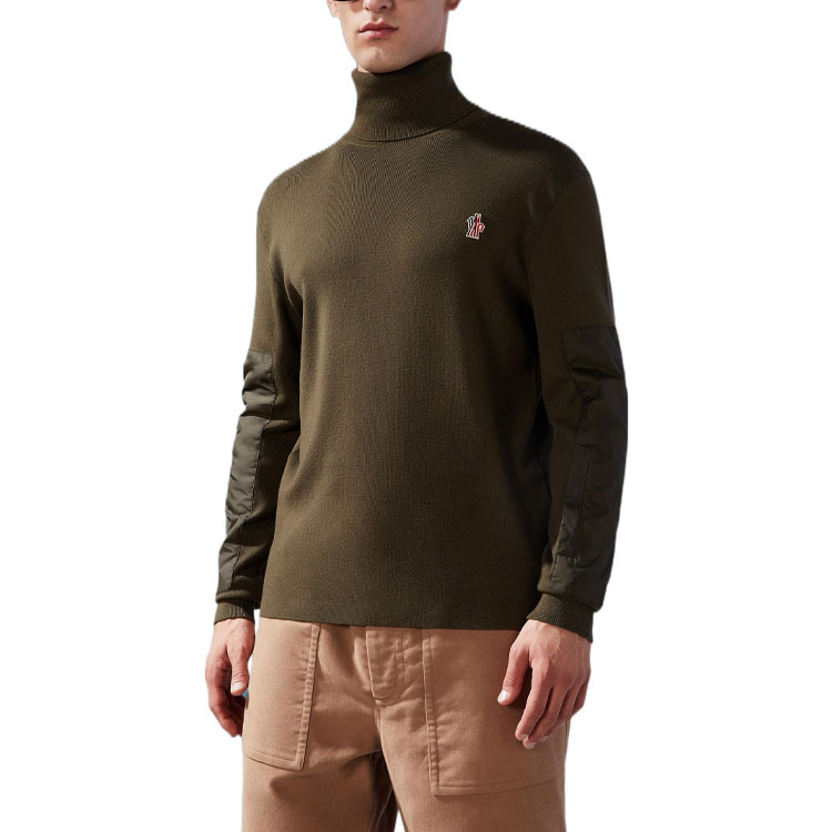 Purchase モンクレール FW22 カラーブロックロゴ ニットタートルネックセーター グリーン H20979F00001M1122885