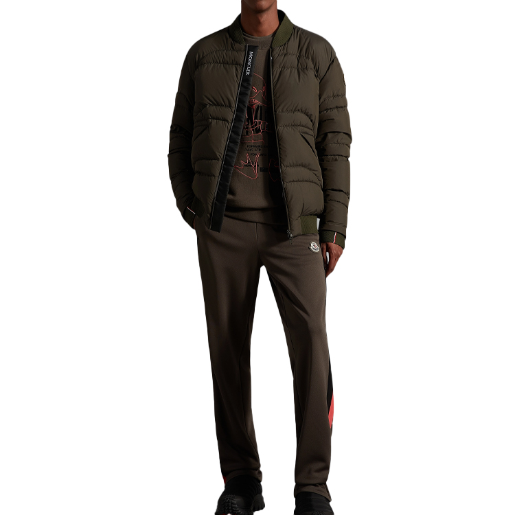 Shop Moncler FW22  Green Striped Knit Straight-Leg Jogger Pants. H20918H00005899A1828