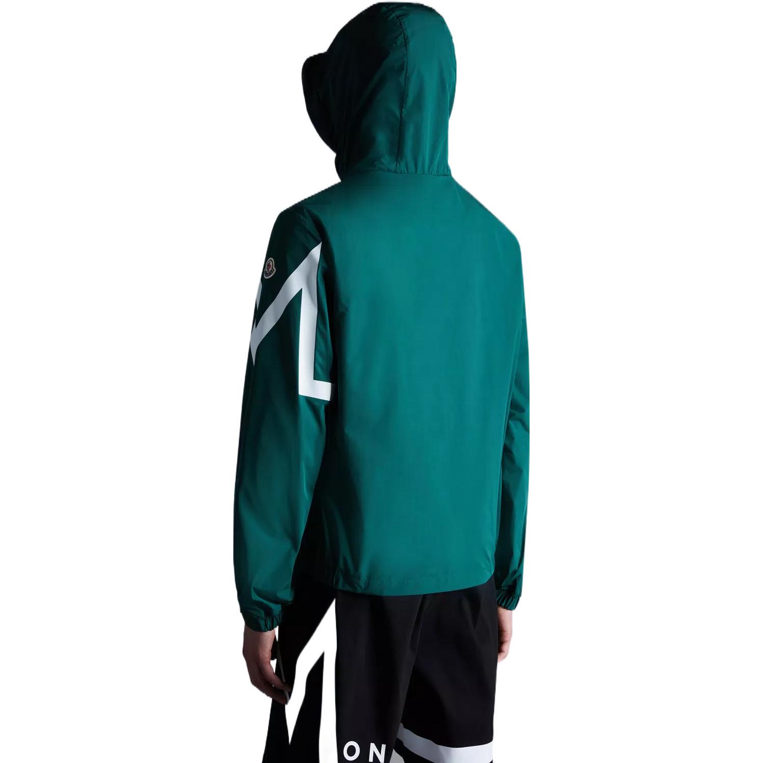 Shop Moncler FW22  Green Zip-Up Hoodie Jacket with Long Sleeves H20911A0015254A9182M