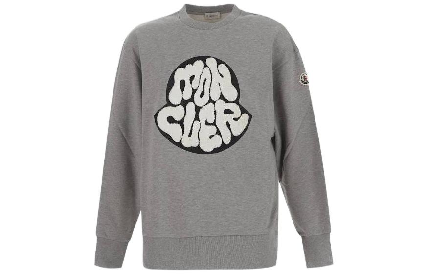Moncler FW22  Grey Crewneck Sweatshirt with Logo Print Design. H20918G00045809KR984