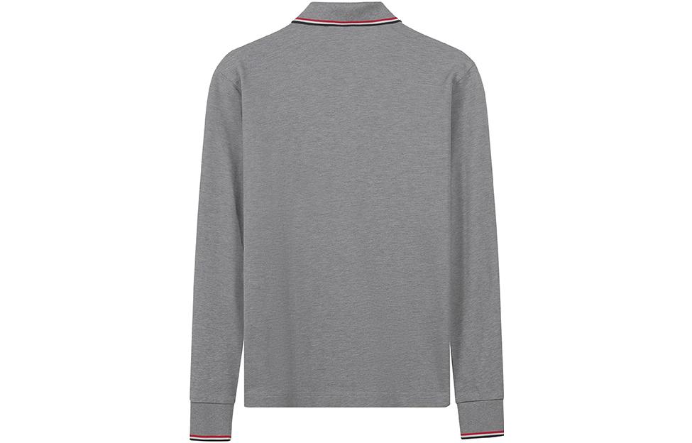 Lookbook Moncler FW22 Baju Polo Lengan Panjang Kelabu Kapas dengan Logo Patch. H20918B7010084556987