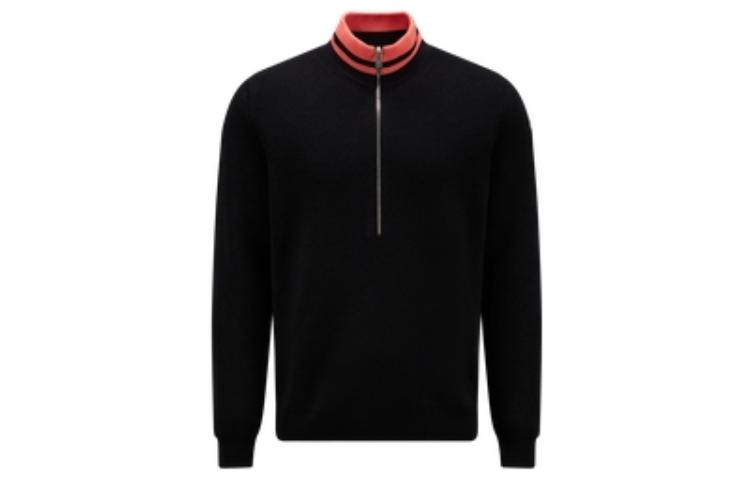 Moncler FW22  High Neck Half-Zip Color-Block Sweatshirt Black. H20919F00001M1131999