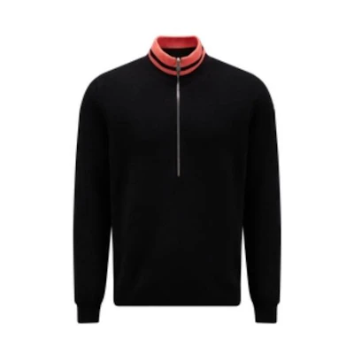 Moncler FW22 High Neck Half-Zip Color-Block Sweatshirt Black. H20919F00001M1131999