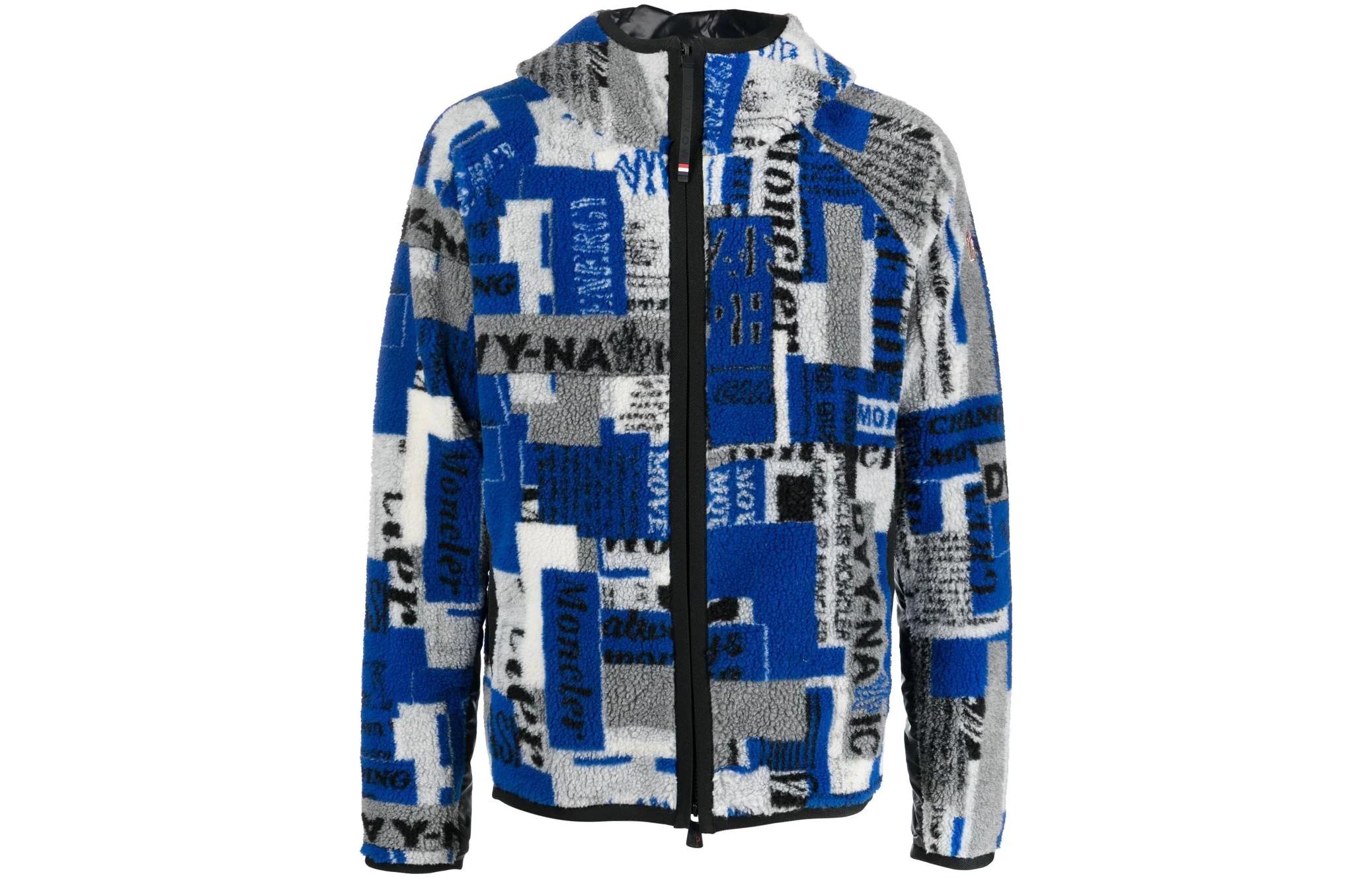 Moncler FW22  Logo Jacquard Zip-Up Hoodie Jacket Blue H20978G00010899QQF79