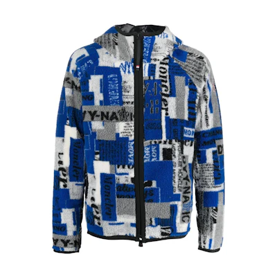 Moncler FW22 Logo Jacquard Zip-Up Hoodie Jacket Blue H20978G00010899QQF79