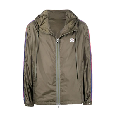 Moncler FW22 Logo Patch Side Stripe Hooded Jacket Military Green H10911A0008568352833