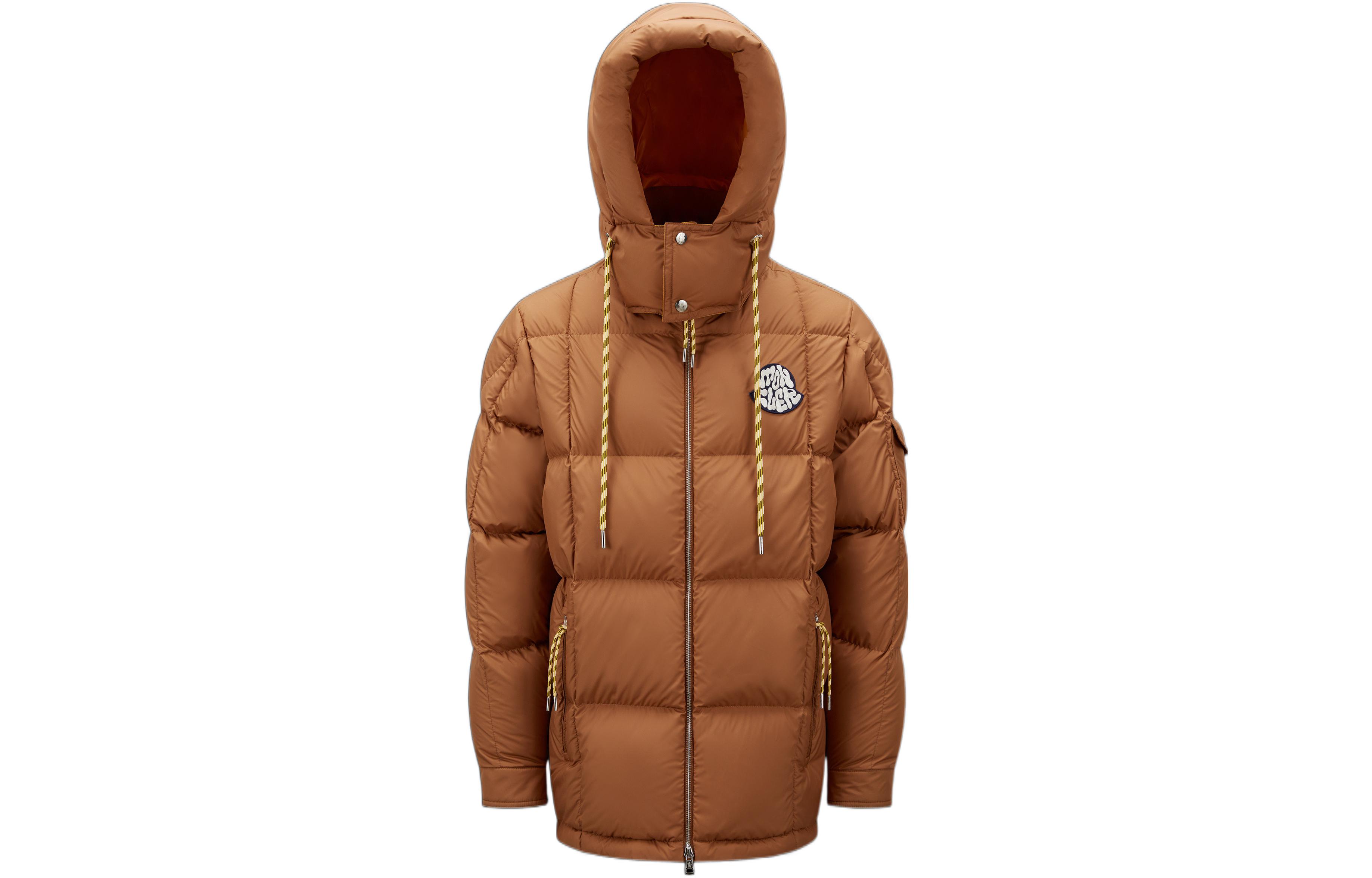 Moncler FW22  Logo Patch Zip-Up Down Jacket Brown H20911A0023854A81252