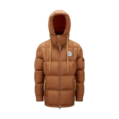 Moncler FW22 Logo Patch Zip-Up Down Jacket Brown H20911A0023854A81252