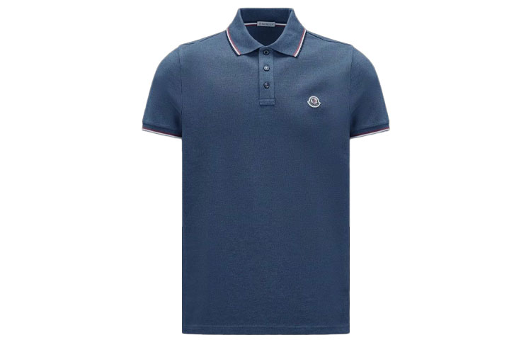 Moncler FW22  Misty Blue Short Sleeve Polo Shirt with Logo Patch. I10918A7030084556794 圖 2