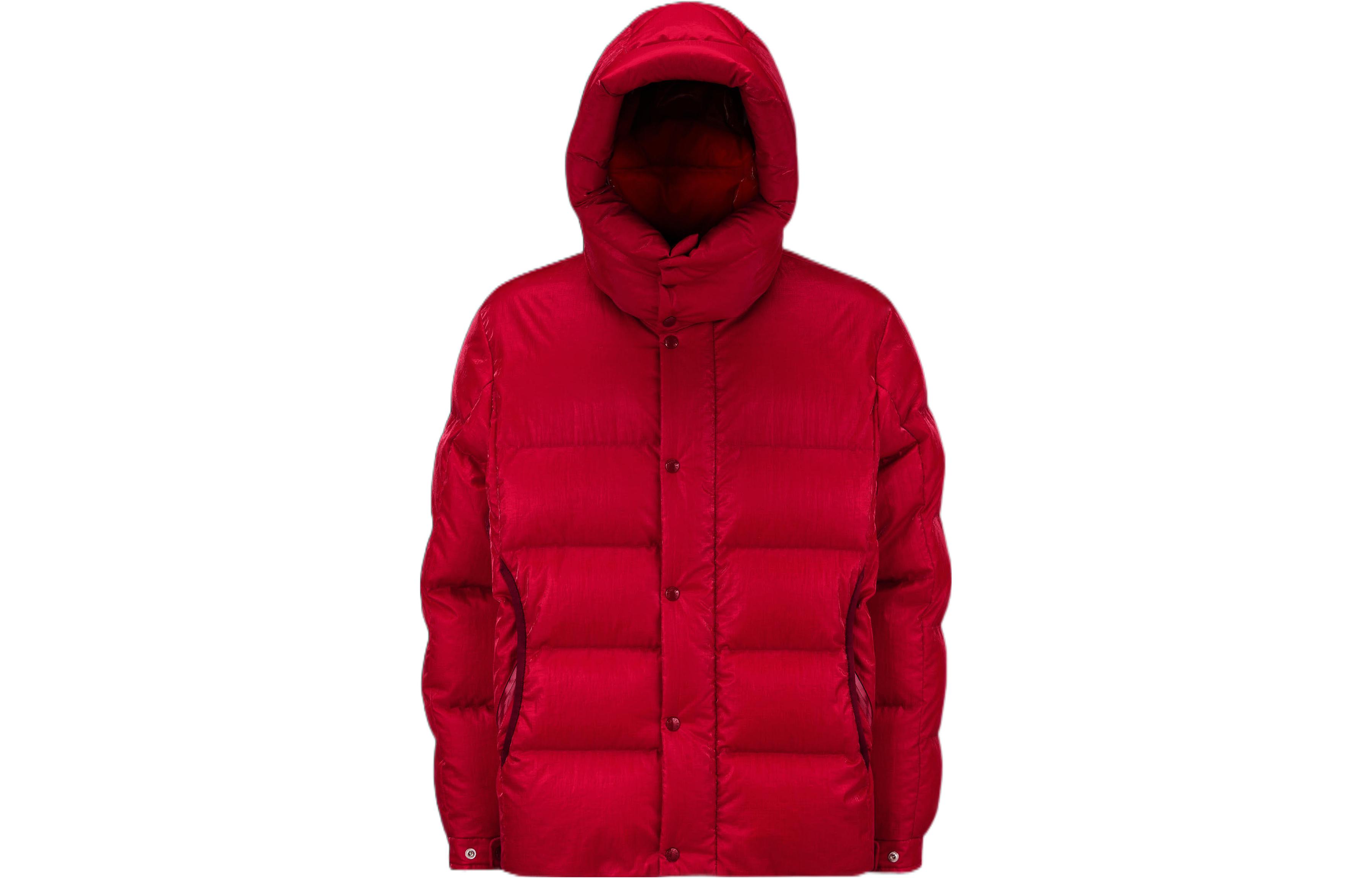 Moncler FW22  Red Hooded Quilted Down Jacket with Logo Patch. H20911A00264596B4454