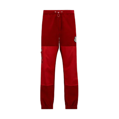 Moncler FW22 Red Jogger Sweatpants with Logo Patch and Colorblock Design. H20912A00034549H4450