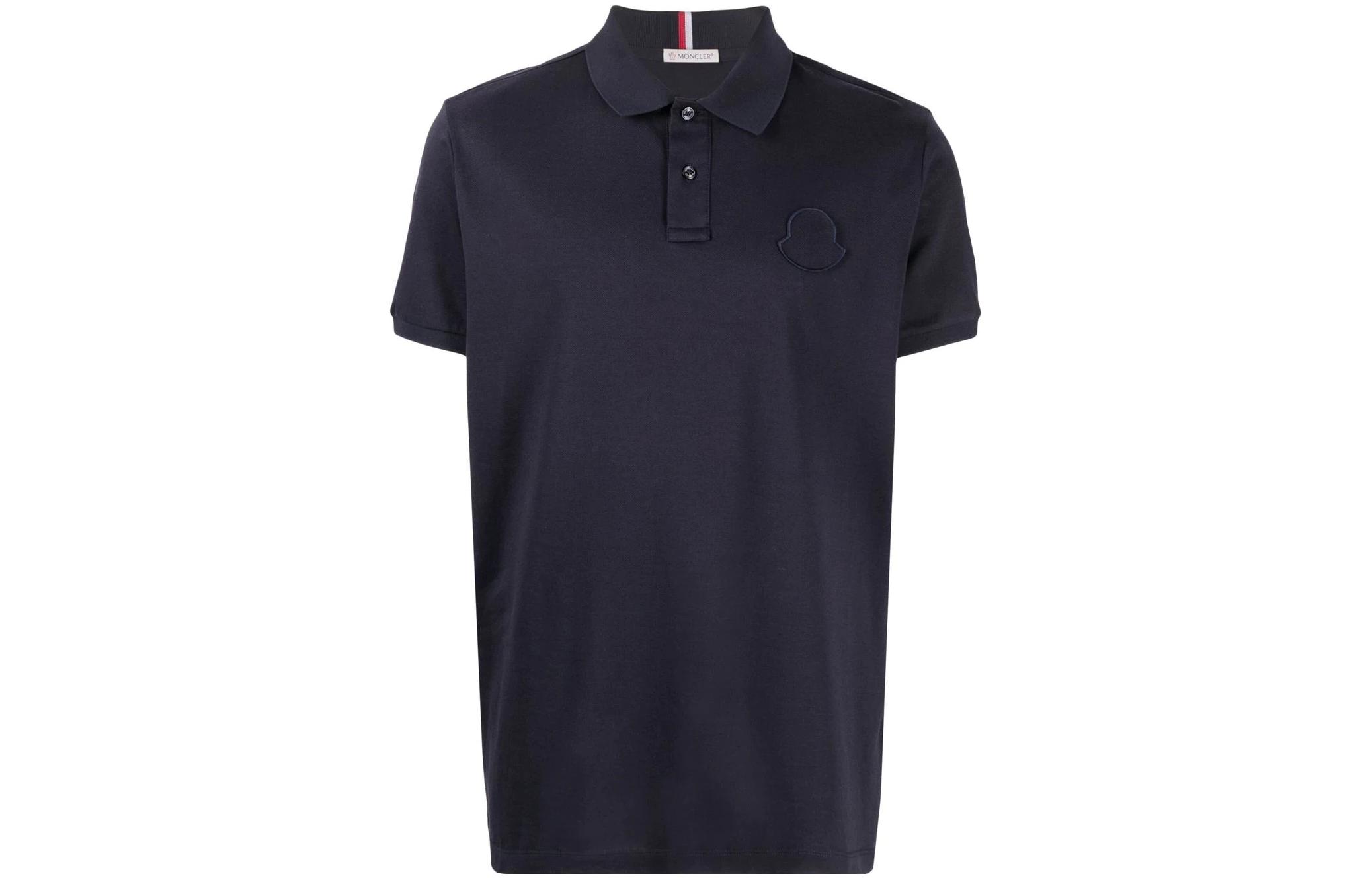 Moncler FW22  Slim Fit Solid Color Short Sleeve Polo Shirt Blue. H10918A000208467377X
