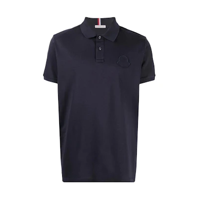 Moncler FW22 Slim Fit Solid Color Short Sleeve Polo Shirt Blue. H10918A000208467377X
