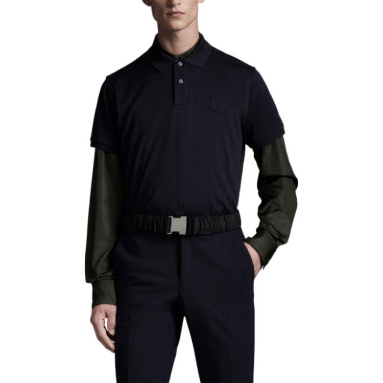 Moncler FW22  Slim Fit Solid Color Short Sleeve Polo Shirt Blue. H10918A000208467377X 圖 4