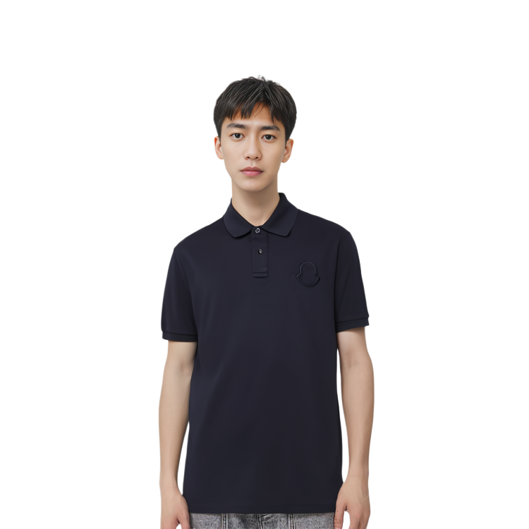 Moncler FW22  Slim Fit Solid Color Short Sleeve Polo Shirt Blue. H10918A000208467377X 圖 6