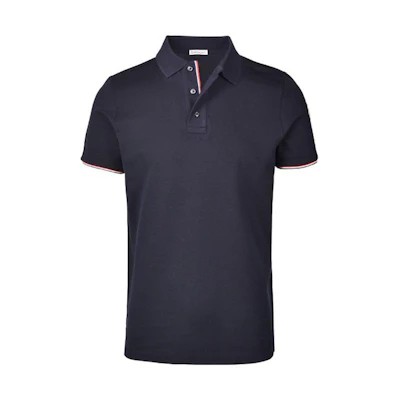 Moncler FW22 Solid Color Logo Patch Polo Shirt Blue. 8A7340084556773