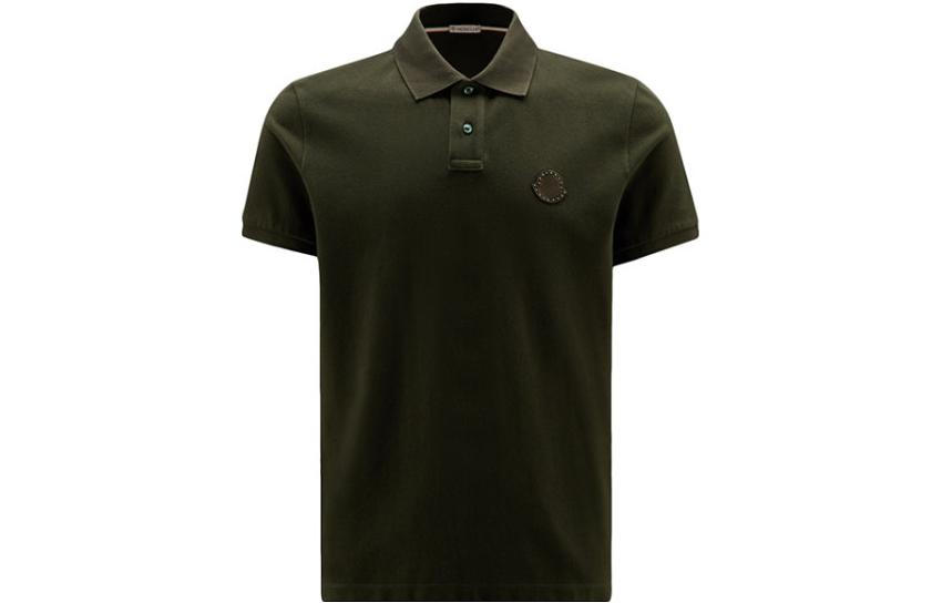 Moncler FW22  Solid Logo Patch Short Sleeve Polo Shirt Green H20918a000058455695