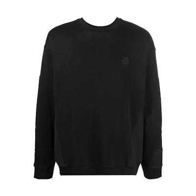 Moncler FW22 Solid Mesh Crewneck Long-Sleeve Sweatshirt Black H10918G00002809KR999