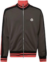 Moncler FW22 Striped Logo Zip Jacket in Sea Pine Green. H20918G00020899A1828 Moncler FW22 Striped Logo Zip Jacket in Sea Pine Green. H20918G00020899A1828