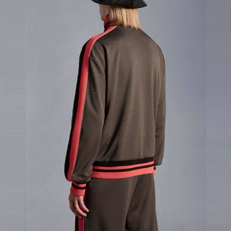 Shop Moncler FW22  Striped Logo Zip Jacket in Sea Pine Green. H20918G00020899A1828