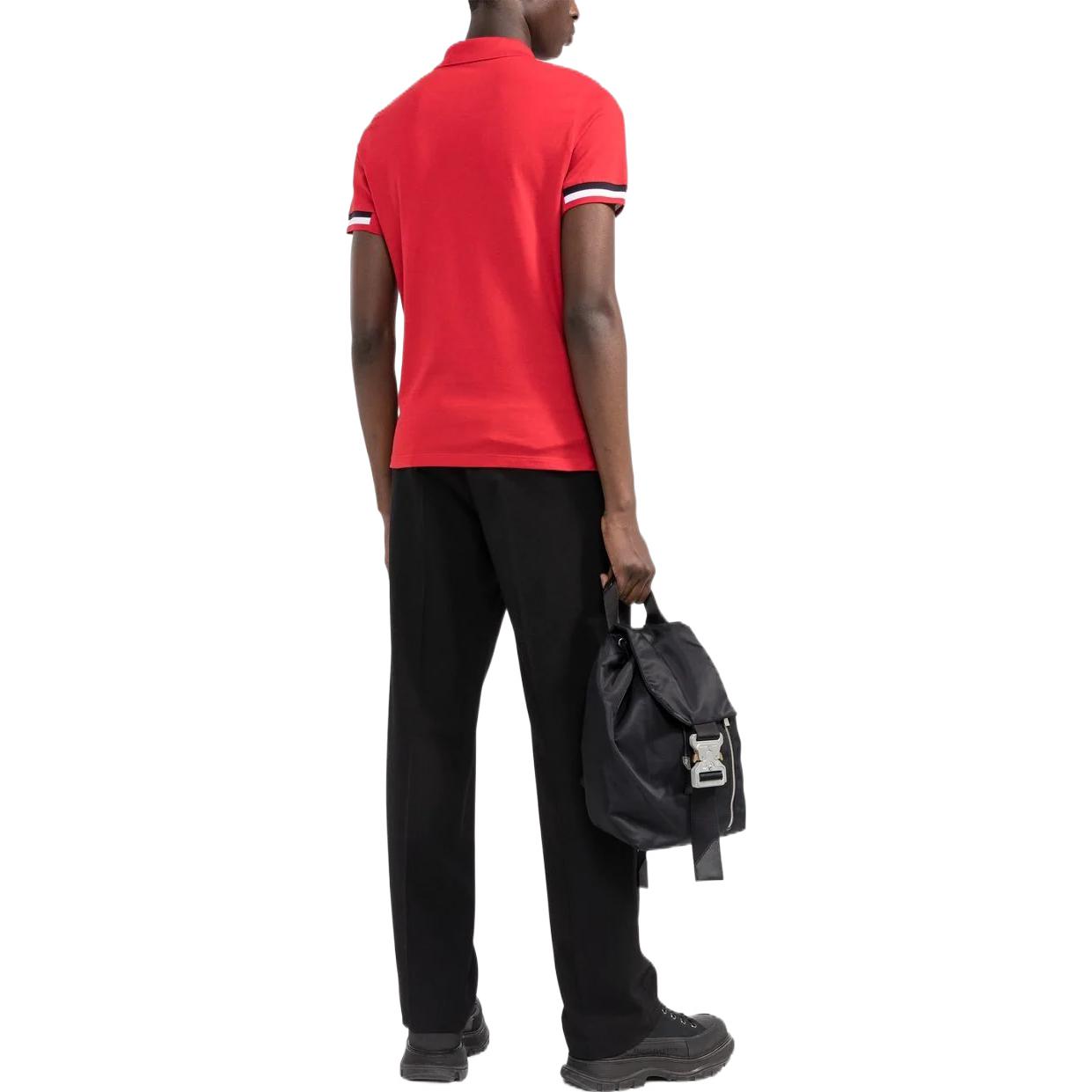 Shop Moncler FW22 條紋修飾短袖 Polo 衫 H10918A00023899P0455