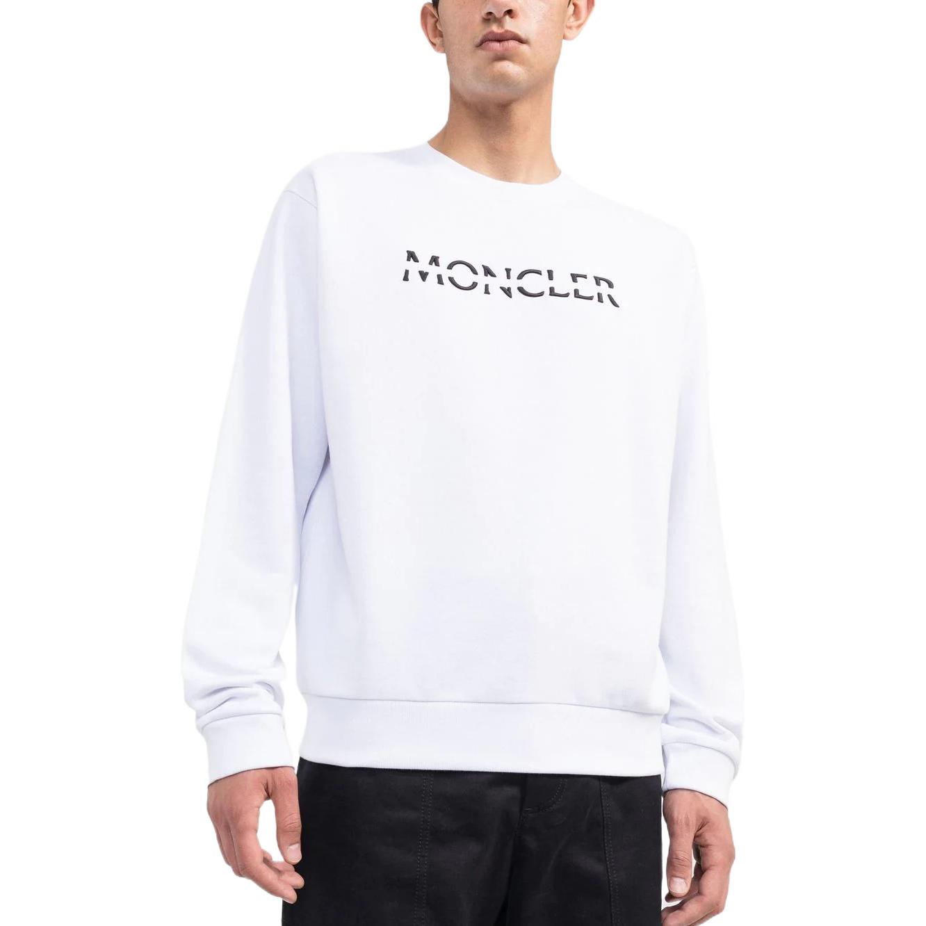 Purchase モンクレール FW22 ホワイト クルーネックスウェット ロゴ刺繍付き。 H20918G00010809KR001