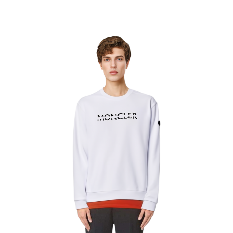 Details for モンクレール FW22 ホワイト クルーネックスウェット ロゴ刺繍付き。 H20918G00010809KR001