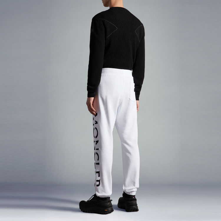 Shop Moncler FW22  White Jogger Sweatpants with Logo Print. H20918H00003809KR001