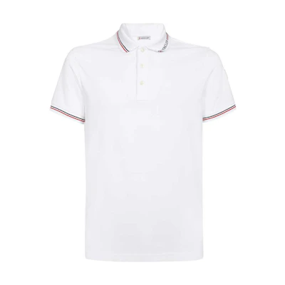 Moncler FW22 White Polo Shirt with Logo Pattern Design. H20918A0001284556001
