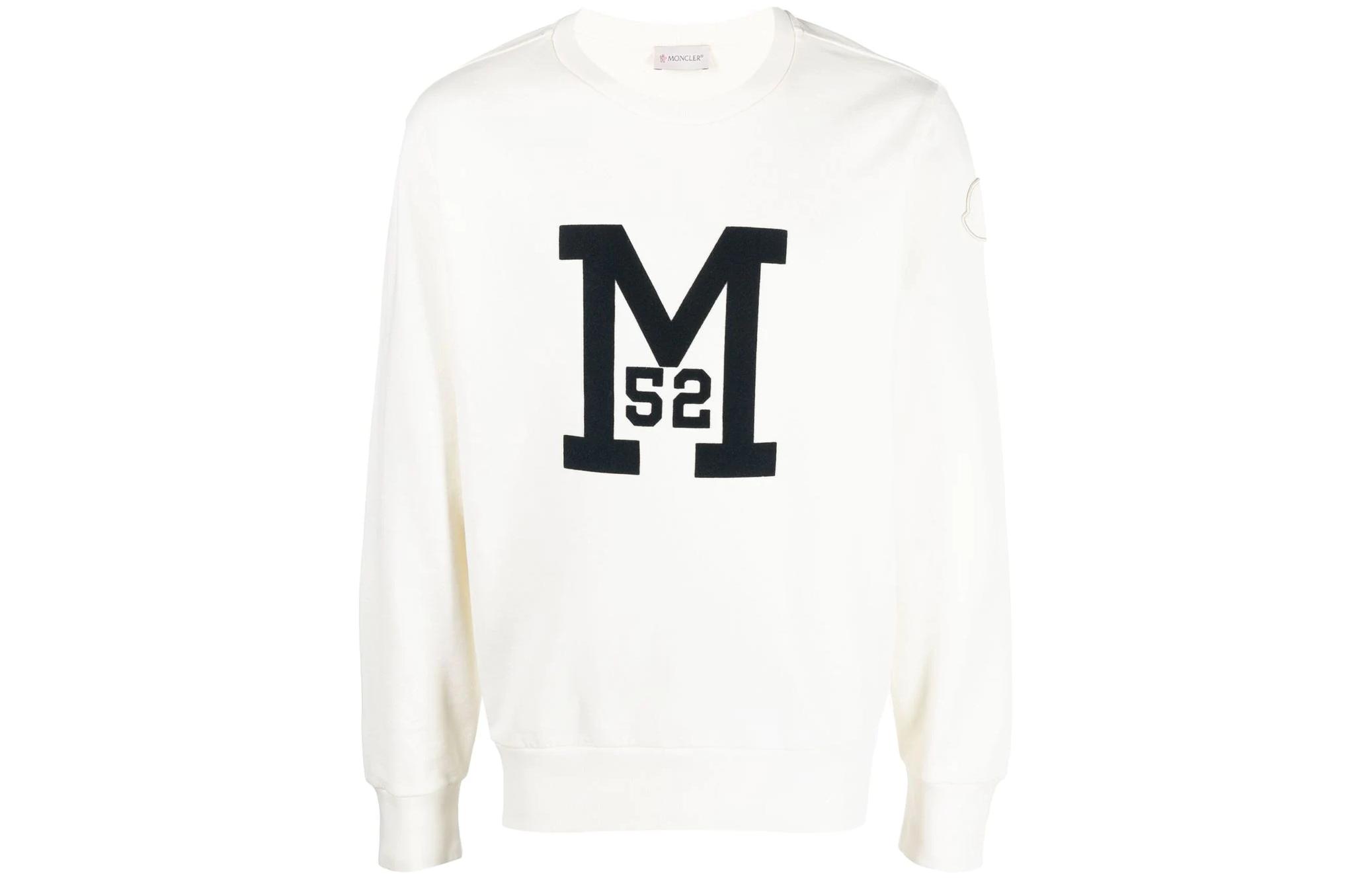 Moncler FW22  White Pullover Sweatshirt with Letter Print. H20918G00049809KR032