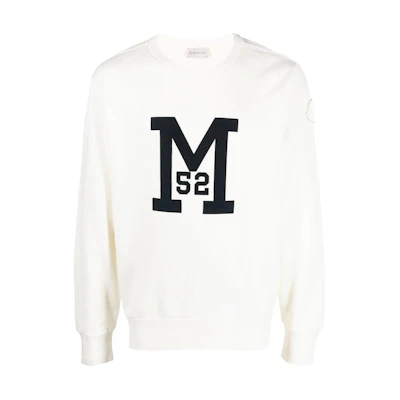 Moncler FW22 White Pullover Sweatshirt with Letter Print. H20918G00049809KR032