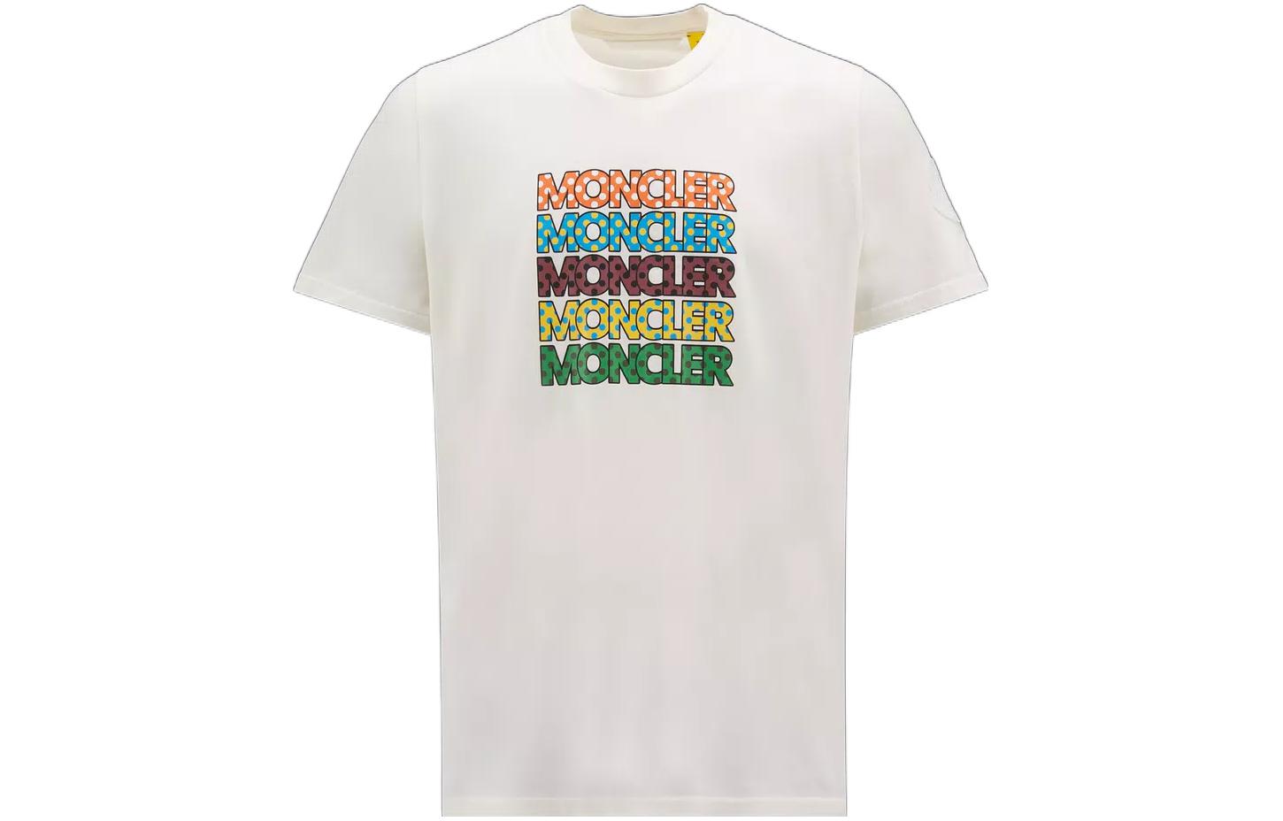 Moncler FW22  White T-Shirt with Letter Logo Print. H20928C00008M2326034
