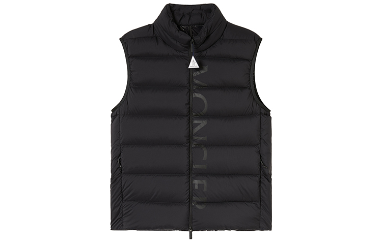 Moncler FW22 Amak Letter Logo Print Black Down Vest for Men H20911A0011053333999