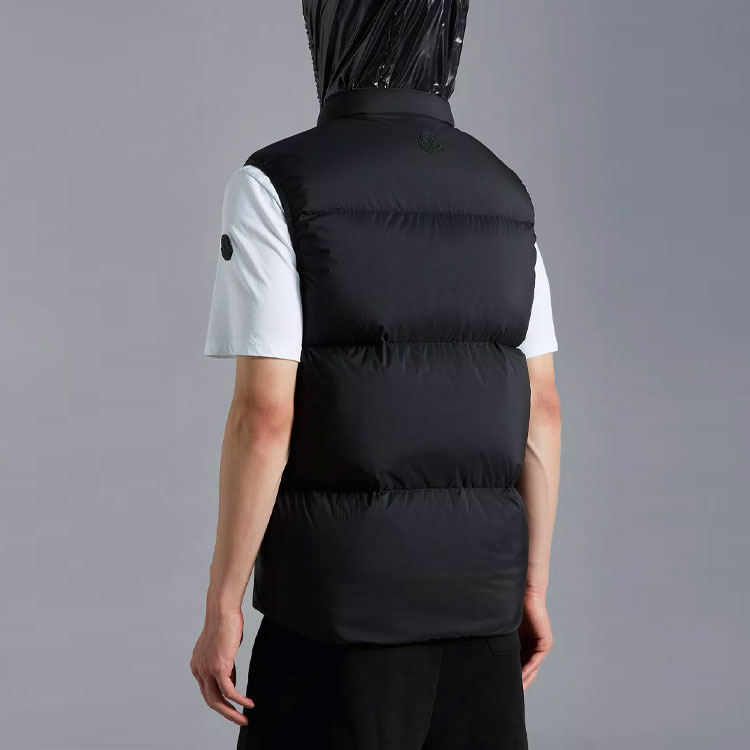 Details for Moncler FW22 Amak Letter Logo Print Black Down Vest for Men H20911A0011053333999