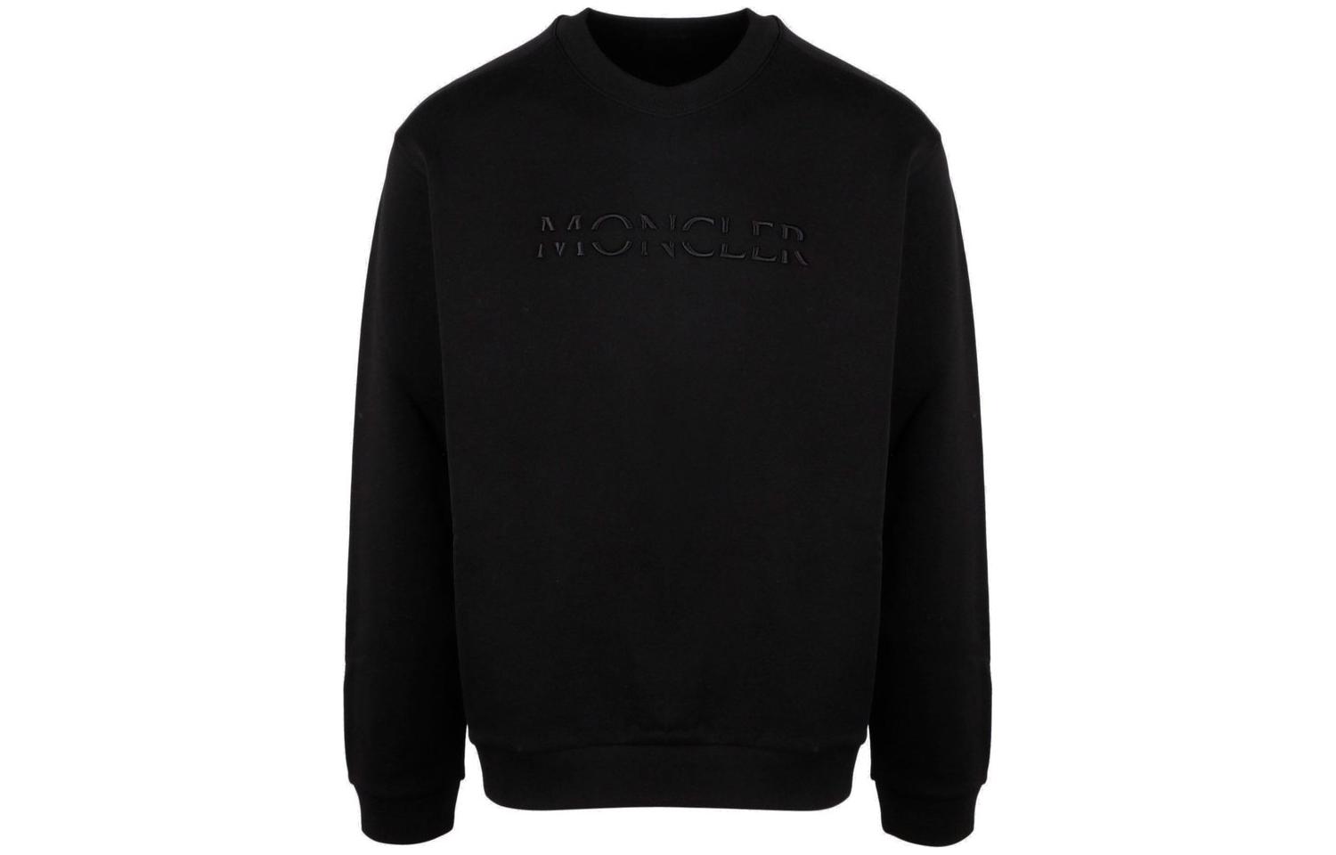 Moncler FW22 Black Crewneck Sweatshirt with Logo Design 8G00010809KR999