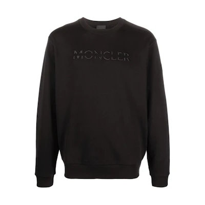Moncler FW22 Black Crewneck Sweatshirt with Logo Embroidery for Men H20918G00010809KR999