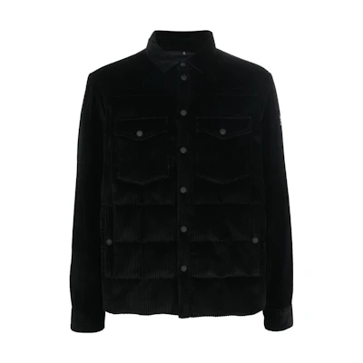 Moncler FW22 Black Down Jacket with Solid Color and Turn-down Collar H20971G0000154AL0999