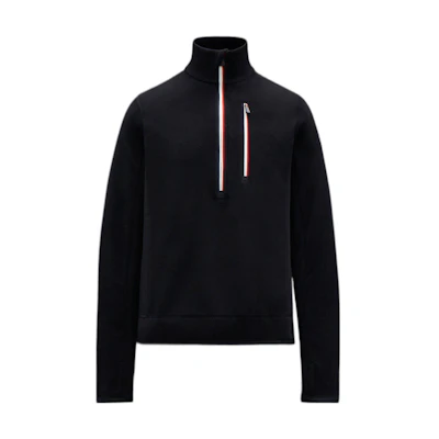 Moncler FW22 Black High-Neck Sweatshirt with Tricolor Zipper Details () H20978G0002980093999