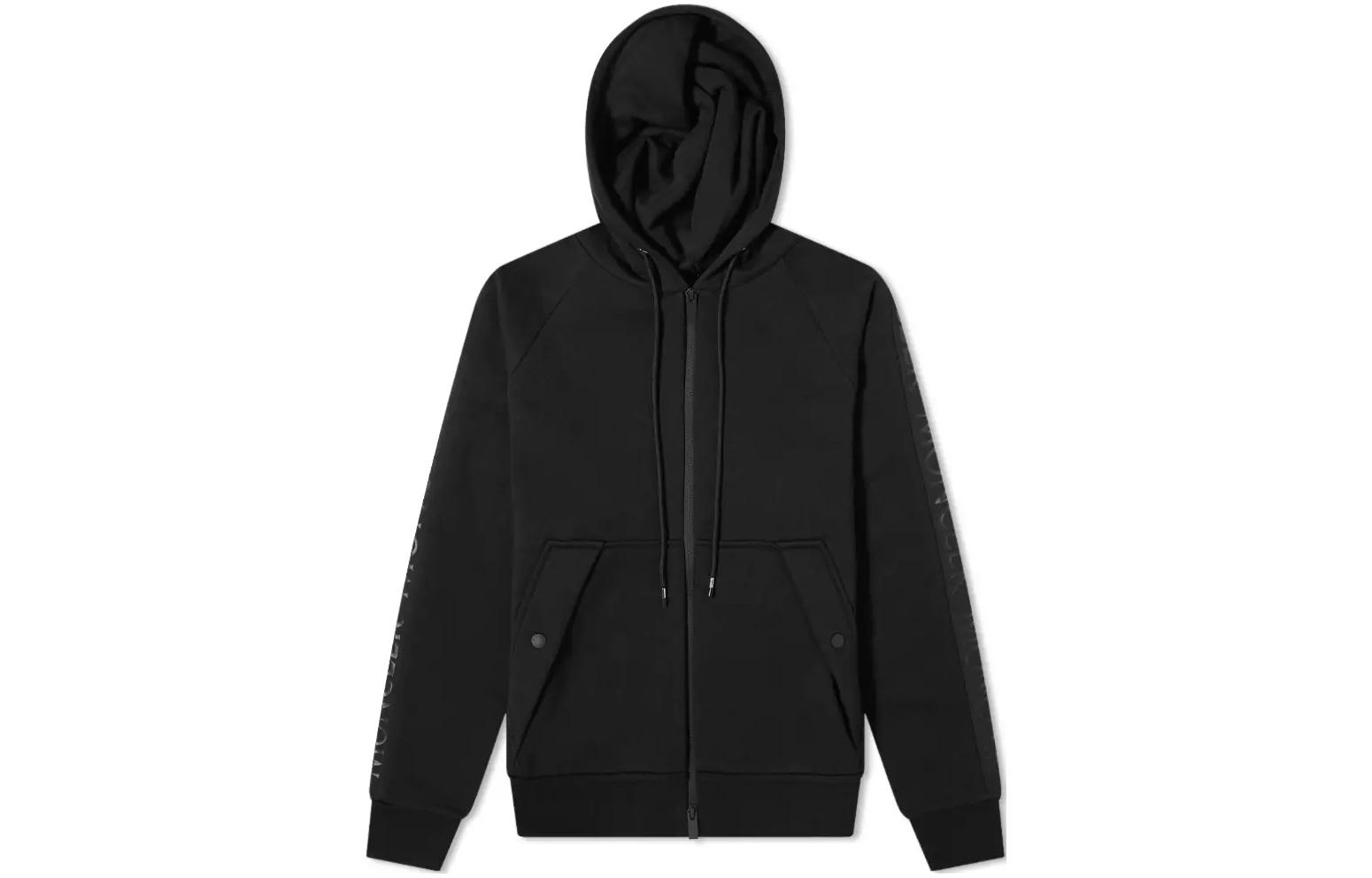 Moncler FW22 Black Hoodie with Brand Logo Print 8G00010-899FL-999